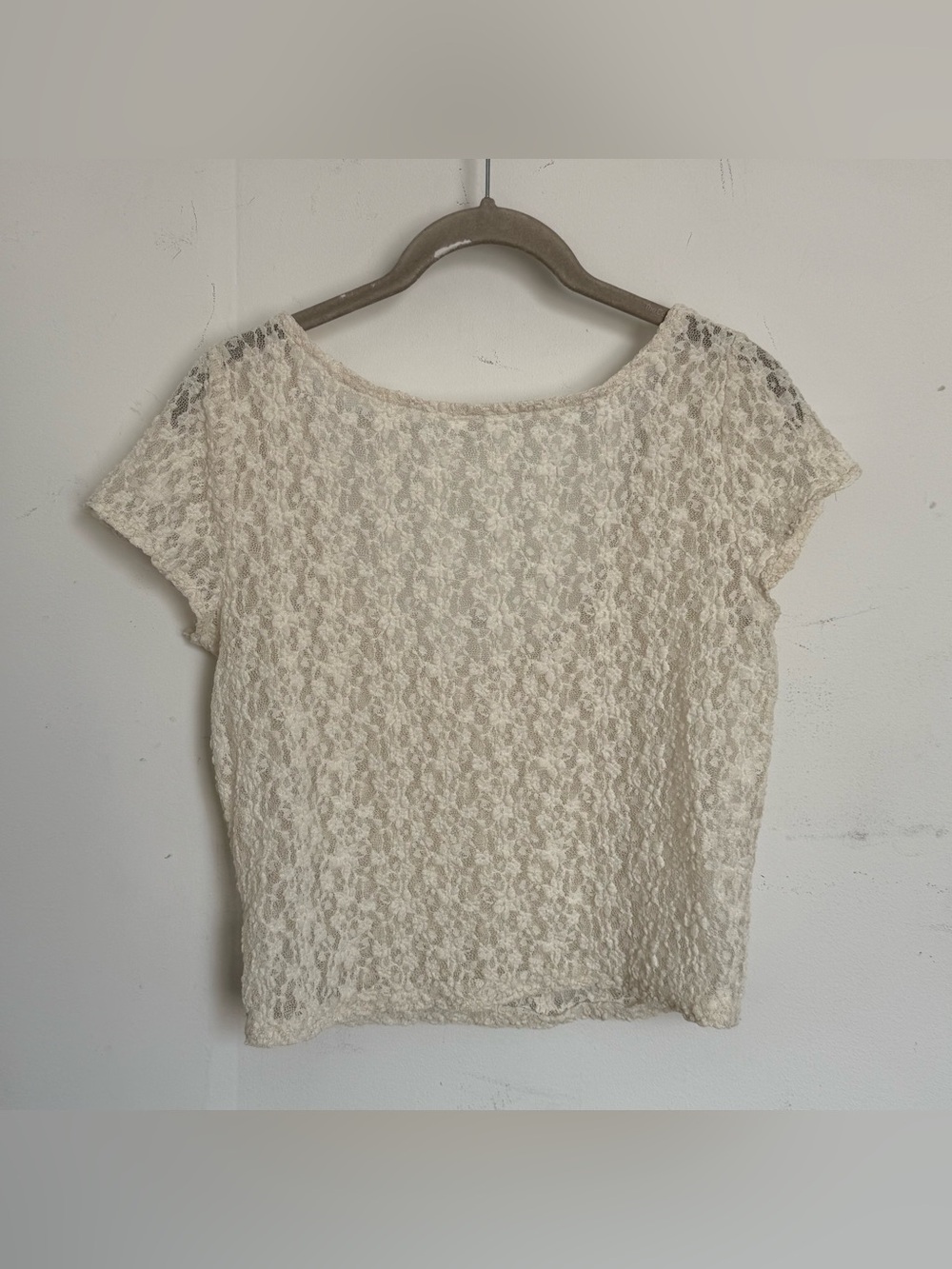 Lace Short Sleeve Top - Cream